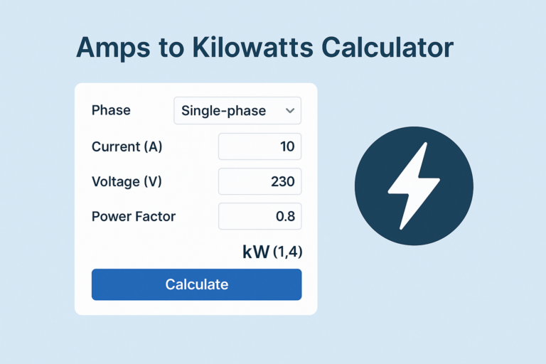 Amps to Kilowatts Calculator