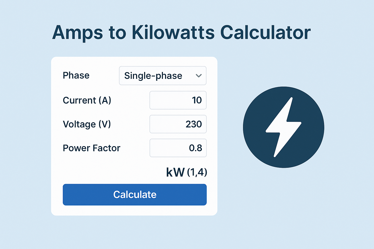 Amps to Kilowatts Calculator